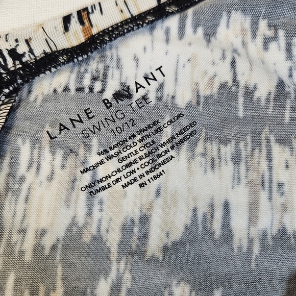 Lane Bryant Shirt Womens Black White Beige Swing Tee Tie Back NWT Flutter Sleeve - Picture 7 of 8